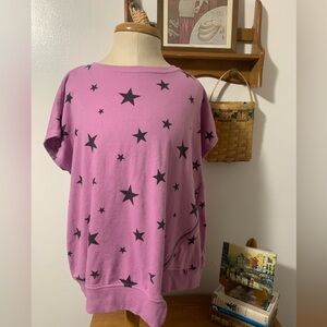 Seven7 Pink Crew Neck Zipper Detail T-Shirt M